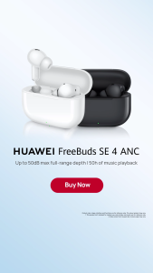 [Year End Deal | Voucher s/d 20%] HUAWEI FreeBuds SE 4 ANC TWS l Up to 50dB l 10mm Dynamic Driver | 50H Long Battery Life l IP54