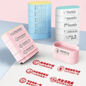 JIYAN2866 Plastic 5-In-1 Seal Stamp DIY 5-In-1 Early Education Seals High-quality Teacher Supplies Students Encourage Stamp School