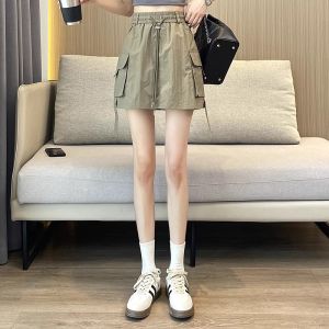 La Chapelle | American Style Quick Drying Workwear A-Line High Waist Drawstring Ice Silk Skirt for Summer