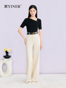 YINER | Irregular Neck Wrinkled Texture Silk Blend Knitwear