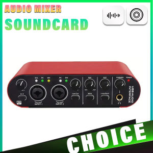 Audio Interface 24bit 192KHz External Loopback USB Sound Card Guitar Recording Stereo Monitor Soundcard RED Studio