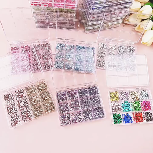 Ardour 12 grids Nail Rhinestone Crystal Irregular nail art diamond Tools For Gel Polish Nail Art Accessories