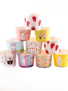 ถ้วยอบกระดาษขนาดกลาง ถ้วยอบมัฟฟิน ถ้วยอบไก่ฟิลเลอร์ ถ้วยอบครีม ถ้วยกระดาษใช้แล้วทิ้ง ลายการ์ตูนน่ารัก ถ้วยอบกระดาษ