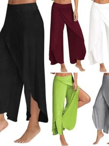 Irregular Flared Pants with Ruffled Edges High Waist Wide Leg Casual Trousers Street Style Floral Lace Hemline Summer Fashion