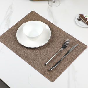 Leather Dining Mat Waterproof Oil Resistant Hotel Restaurant Table Pad Fan Square Western Restaurant Pad Chinese Style Pure Color