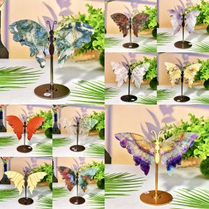 1PC Multimaterial High Quality Crystal Butterfly Wing With StandDecoration Set，Healing crystalWomen giftHalloween Gift