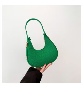 Túi Xách Nữ Màu Trơn Thanh Lịch 2024 Túi Xách Dưới Cánh Tay Họa Tiết Đá Thời Trang Mới Túi Đeo Vai Đơn Túi Xách Thường Ngày