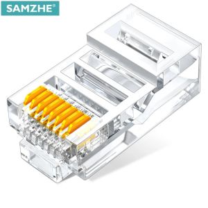 SAMZHE Cat6 RJ45 Modular Plug 8P8C Gold Plated Connector for Ethernet Cable 1Gbps CAT 6 Gigabit Bulk Ethernet Crimp Connectors