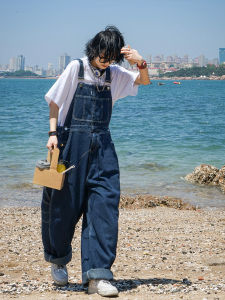 Retro Wide Leg Overalls Salt System Cute Loose Straight Workwear Men Women Dungarees Natural Waist Metal Process Multi Pockets Button