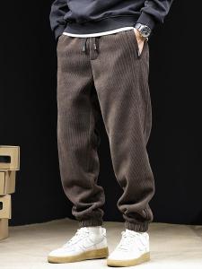 Extra Large Sporty Casual Pants Mens Spring Autumn Drawstring Sweatpants Loose Big Size Cuffed Fall Mens Pants