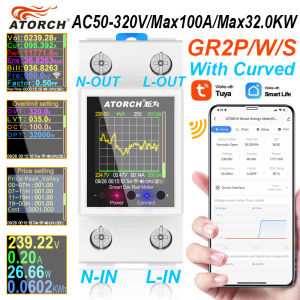 AC50-320V 100A Smart Electricity Meter Tuya WiFi Din Rail Power Energy Meter Digital Display Monitor Voltage Curve Ammeter