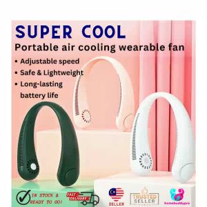 Portable Neck Fan Bladeless Fan USB Rechargeable Mini Lightweight Sport Fan Cooling Fan For Child Outdoor Ventilator Gift Box Set Kipas Mini Leher CNY