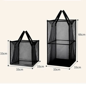 1/2Layer Easy to Carry Dirty Clothe Storage Basket High Capacity Plush Doll Dirty Clothing Organizer Space Saving Laundry Hamper