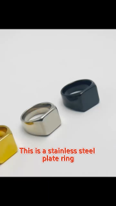 plain Ring Stainless Steel Blank Square Flat Ring Solid Simple Jewelry For Men Women