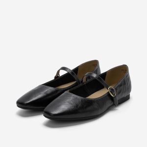 Q.VONTON | Buckle Closure Square Toe Flat Mary Jane Shoes
