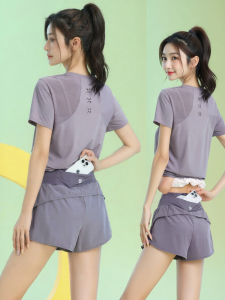 BAISILING | Breathable Quick-Drying Loose Fitness Outfit with Hidden Pocket Shorts