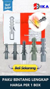 JANGKAR SKRUP S6 VISER PAKU BINTANG WALLPLUG DYNABOLT DINABOLT WALL TEMBOK PALU angkur dinding Sistem kerja seperti jangkar membuat sekrup atau gantungan menjadi tidak bergoyang