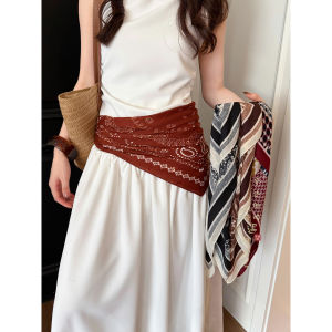 Khăn Choàng Cổ Đỏ Phong Cách Dân Tộc Cổ Điển Dành Cho Nữ Trang Trí Cổ Áo Sơ Mi Dây Thắt Lưng Cao Cấp Mùa Hè 2025
