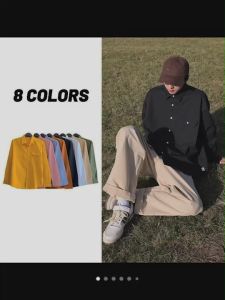 🚩Sale80%🚩เสื้อเชิ้ตแขนยาวคอปกผู้ชาย 8 สี มีกระเป๋าหน้า