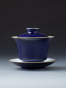 Jingdezhen Blue Glaze Ceramic Tea Cup Handmade Gongfu Tea Set Single Bowl High End Restaurant Quality Tea Brewing Kit