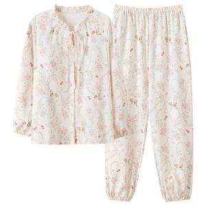 Miiow | Pure Cotton Long Sleeve Long Pants Sleepwear Set For Women Summer Autumn New Style Outwear Home Clothes MiiOW Cat Person