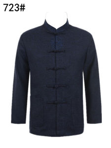 Loose Casual Long Sleeve Chinese Style Jacket Elderly Mens Autumn Winter Cotton Coat Embroidered Traditional Tang Costume