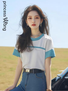 WANGGONGZHU | เสื้อยืดแขนสั้นผู้หญิงฤดูร้อน 2025 สไตล์ใหม่ เรียบง่าย ทันสมัย เสื้อผ้าทำงานสไตล์เกาหลี หลากหลาย