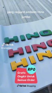 EMBLEM MOBIL HINO UNTUK KAP MESIN VARIASI TIMBUL 3D BAHAN FIBERGLASS
