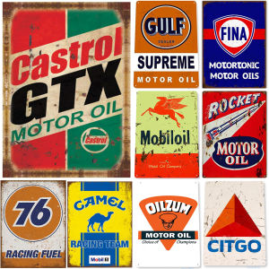 Metal Tin Signs Gas Motor Oil Wall Decoration Plaque Vintage Art Poster Iron Painting for Man Cave Home Cafe Garden Club Bar