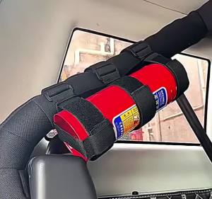 Adjustable Mount Strap Oxford Cloth Car Roll Bar Fire Extinguisher Holder Belt for Jeep Wrangler TJ JK JL 1997-2018
