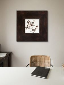 French Vintage Small Frame Wall Art New Chinese Style Retro Line Decorative Painting for Living Room Restaurant Background Wall Solid Wood Frame