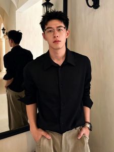ZHUOCAN | Áo Sơ Mi Tay Dài Chống Nắng Mỏng Phong Cách Chín chắn Bạc Đen