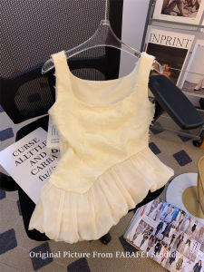 French Tassel Splicing Flower Bud Vest Womens Autumn Style 2024 Belly Covering Strapless Doll Shirt Sweet Spicy Sleeveless Mini Top