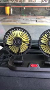 Quạt đôi mini 12V và 24V xoay 360 tiện ích trên ô tô có bảng số điện thoại  bàn làm việc cao cấp