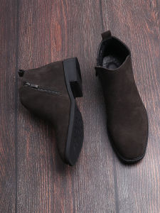 Happy Fox Martin Mens Chelsea Boots Short Cylinder Height Breathable Spring Fall Season English Style Suede Leather Upper Microfiber Leather Insole Rubber Sole