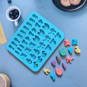 30 cavity 10 types of slippers wooden horse shaped chocolate baking cookies silicone mold DIY chocolate candy pudding cake