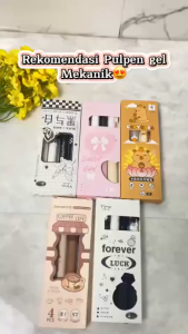 MPPN11 Pulpen Gel Mekanik 0.5mm Set Isi 4 Pcs Pulpen Karakter Aesthetic Tinta Hitam untuk Sekolah dan Kantor