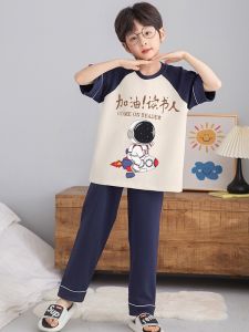SHAPRA | Cotton Boys Short Sleeve and Long Pants Pajama Set