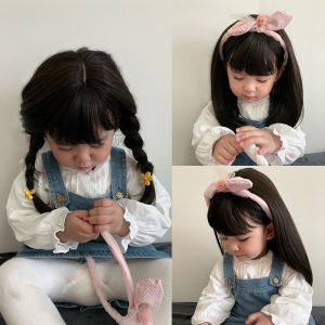 Princess 66 Childrens Wig Headband Baby Girl Hair Accessory Full Head Bangs Little Girl Headwear Realistic Long Hair