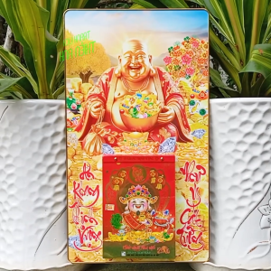 Lịch 2026 Di Lặc Kích thước: 34x60cm bọc viền vàng kèm bloc 14.5x20.5cm (D1)