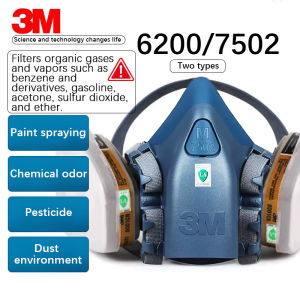 3M | 3M 7502/6200 Anti-Toxic Mask Filters Dust Organic Gases Gasoline Acetone Industrial Paint Chemicals Respiratory Filter Set.