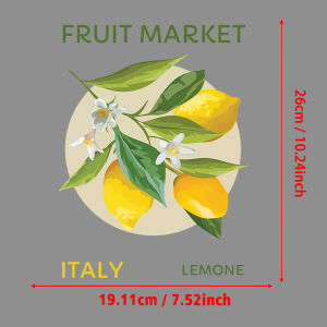 Fruit Market Italy Lemone Print Iron-on Transfers for Clothing Fusible Clothing Patches Thermo-Stickers for Children DIY Sewing