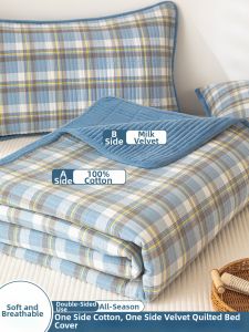 Kiss Dear | Cotton & Fleece Dual-Sided Bed Cover
