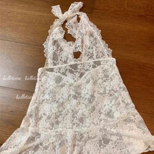 Sweet And Spicy Style Slim Fit Long Sleeve V-Neck Lace Halter Crop Top Tank Top Studioo Enxi Polyester Fiber Commute Wear
