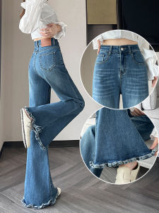 Retro Wide Leg Denim Jeans Women Loose Elastic Floor-Length Pants Spring Autumn New Style High Waist Cotton Elastic Denim