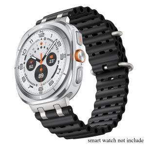 Silicone Sport Ocean Band for Samsung Galaxy Watch Ultra 2025/47mm Strap Replacement Bracelet with Metal Connector