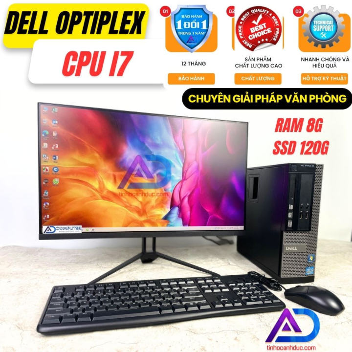 Máy tính để bàn DELL Core i7 Ram 8GB ổ cứng SSD 120GB màn hình LED 24 ...