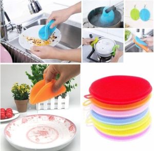 Multifunction Silicone Bowl Cleaning Brush Antibacterial Silicone Dishwashing Sponge Silicone Scouring Pad