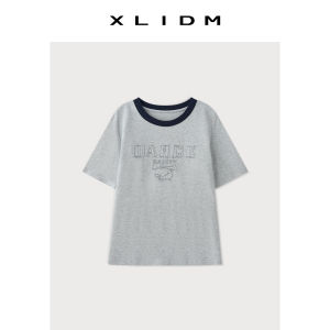 Áo Thun Cotton Thường Ngày Cỡ Lớn XlIDM Dành Cho Nữ Mùa Hè Dáng Rộng Cổ Tròn Tay Ngắn Thêu Ren Màu Tương Phản