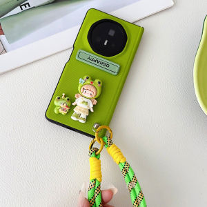 Luxury PU Leather Case for Honor Magic V3 Fold with Hand Strap Cute Cartoon Shockproof Full-Body Protection Phone Casing Accessories for Huawei MagicV3